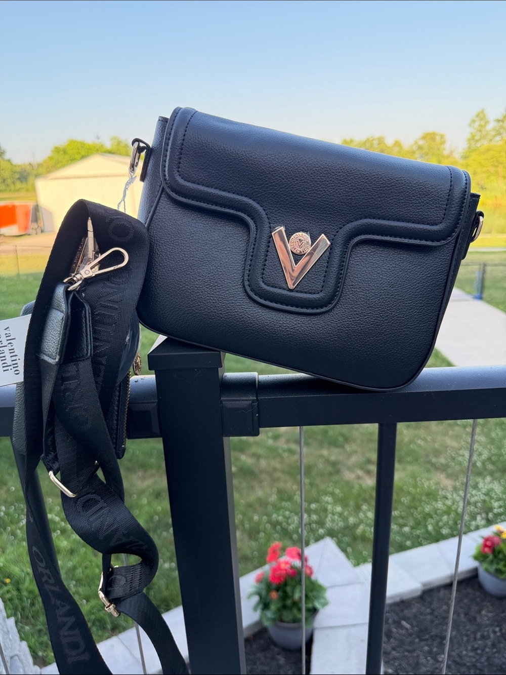 Valentino Orlandi Black Crossbody Bag & Wallet NWT